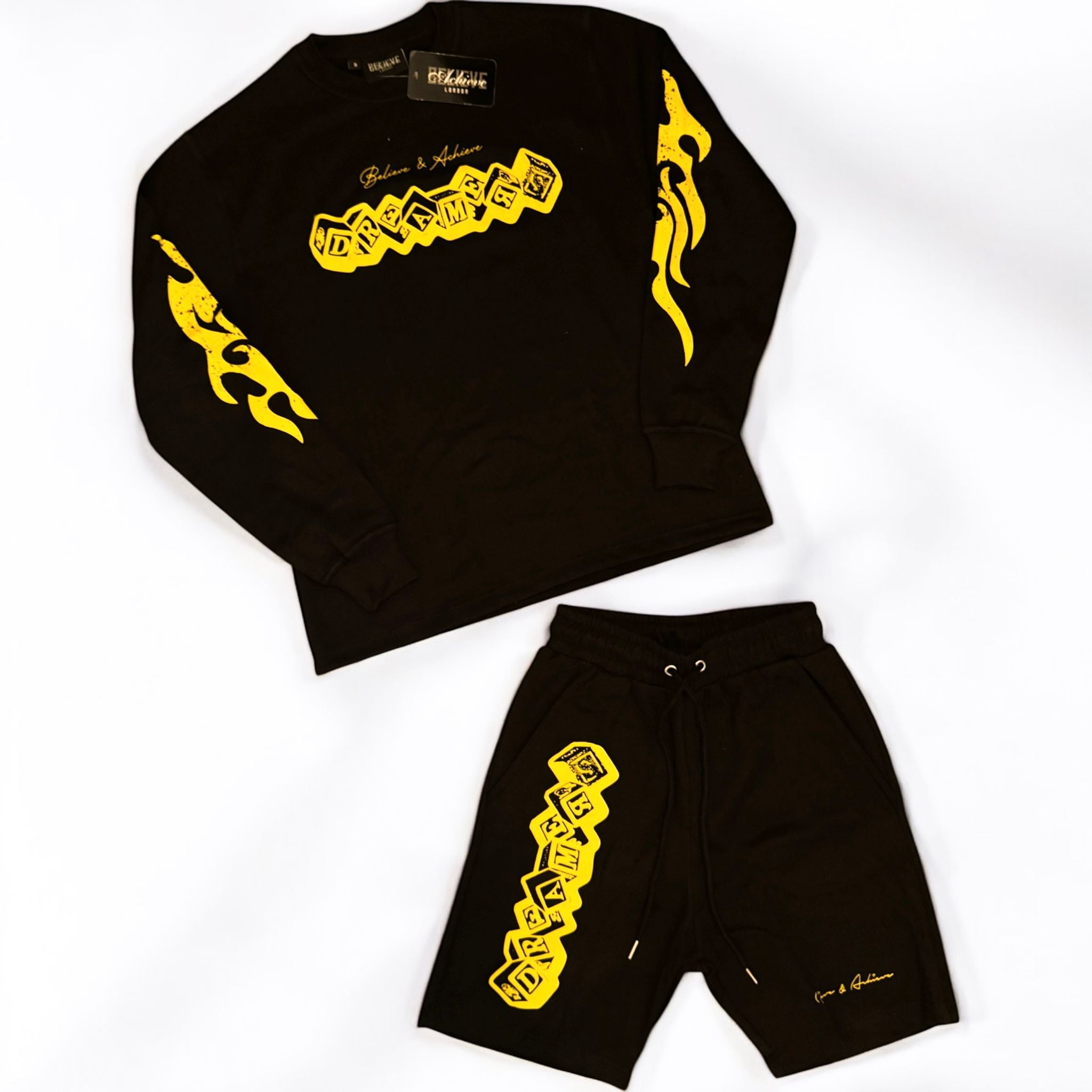 Long Sleeve Hand Design Short Set