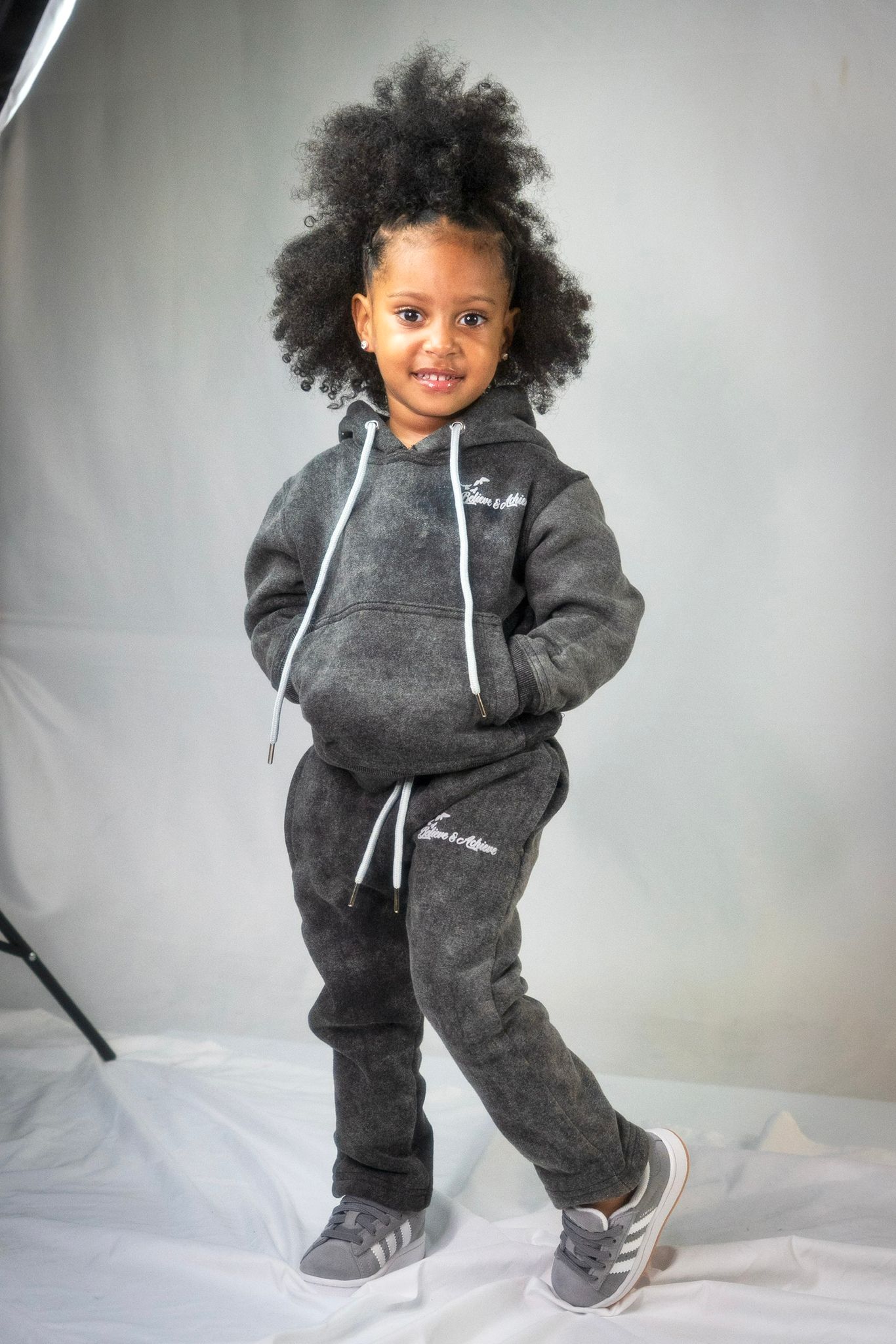 Kids Stonewashed Tracksuit Grey
